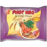 Mì Thịt Tôm Gà Phúc Hảo 65gr tiện dụng, vị truyền thống đậm đà hòa quyện thịt tôm & gà, đóng gói thùng, bảo quản lâu, nhanh gọn phục vụ gia đình & văn phòng – lựa chọn lý tưởng cho bữa ăn nhanh, thơm ngon & an tâm