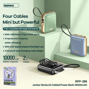 PIN DỰ PHÒNG REMAX RPP-286, Mỏng nhẹ, tiện mang theo, đa cổng USB + Type-C, LED hiển thị dung lượng, Lý tưởng cho outdoor, công tác, đi học.