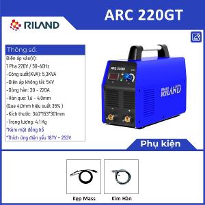 RILAND ARC 220GT, máy hàn inverter 220V, mồi que siêu nhanh, chống dính Anti-Stick, màn hình LED chính xác, phù hợp xưởng & hàn ngoài trời