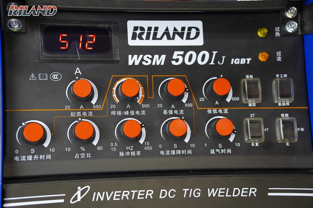 RILAND WSM 500IJ, máy hàn TIG công nghiệp 500A đa chế độ (TIG / TIG xung / que), hỗ trợ điều chỉnh xung, cân bằng AC, chế độ lặp lại REP, tản nhiệt hiệu quả, lý tưởng cho công trình nặng & inox dày
