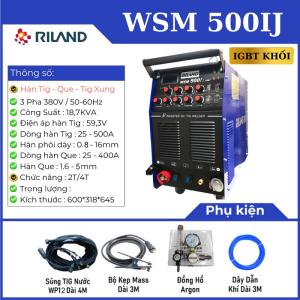 RILAND WSM 500IJ, máy hàn TIG công nghiệp 500A đa chế độ (TIG / TIG xung / que), hỗ trợ điều chỉnh xung, cân bằng AC, chế độ lặp lại REP, tản nhiệt hiệu quả, lý tưởng cho công trình nặng & inox dày