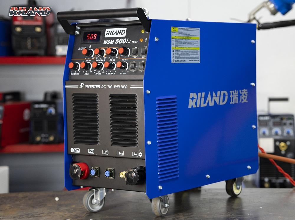 RILAND WSM 500IJ, máy hàn TIG công nghiệp 500A đa chế độ (TIG / TIG xung / que), hỗ trợ điều chỉnh xung, cân bằng AC, chế độ lặp lại REP, tản nhiệt hiệu quả, lý tưởng cho công trình nặng & inox dày