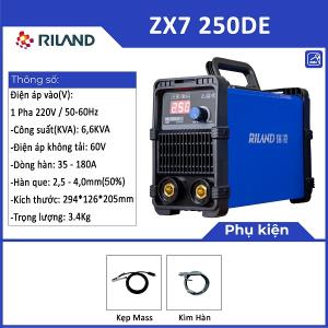 RILAND ZX7 250DE, máy hàn que điện tử, hỗ trợ que Ø4,0 mm, chip RICHP thông minh, tản nhiệt mạnh, mối hàn đẹp, tiết kiệm điện năng