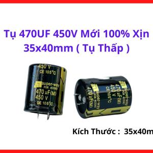 Tụ 470uF 450V 35x40mm Cho Máy Hàn, UPS, Nguồn Xung, Biến Tần, Bộ Chỉnh Lưu, Tụ Nhôm Điện Phân Công Suất Cao, Tụ ESR Thấp, Chịu Tải Nặng, Linh Kiện Điện Tử Chuyên Dụng Cho Thiết Bị Công Nghiệp Và Dân Dụng Bền Bỉ, linh kiện máy hàn.