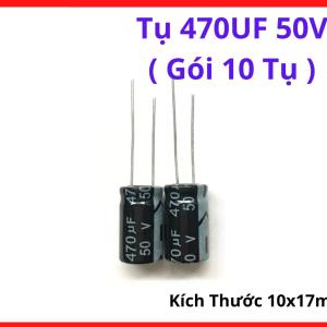 Tụ 470uF 50V Chân Cắm, Tụ Hóa Nhôm 10x17mm, Linh Kiện Thay Thế Cho Bo Mạch Điện Tử, Máy Hàn Inverter, Mạch Điều Khiển Công Nghiệp, Giúp Tăng Độ Ổn Định Nguồn Và Kéo Dài Tuổi Thọ Thiết Bị, linh kiện máy hàn.