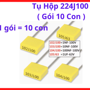 Tụ điện 224J100 100V gói 10 con dùng cho máy hàn, bo nguồn, thiết bị điện tử, hỗ trợ lọc tín hiệu, giảm sai số và tăng độ tin cậy hệ thống, linh kiện máy hàn.