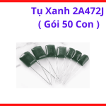 Tụ Xanh 2A472J Gói 50 Con, Tụ Film 472 4.7nF 100V Không Phân Cực, Tụ Polyester Sai Số ±5%, Tụ Chống Nhiễu Tín Hiệu Và Linh Kiện Điện Tử